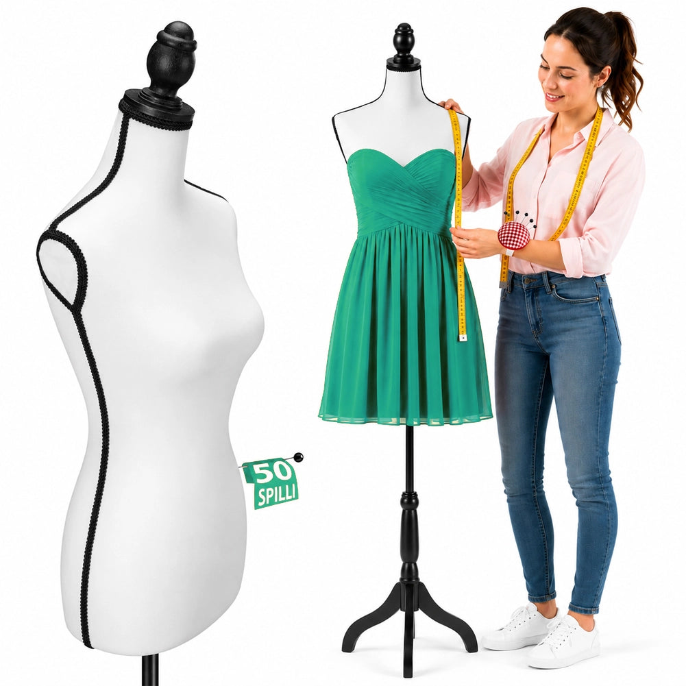 Manichino Sartoriale Femminile 50 Spilli Modello Bianco e Nero Sartoria Donna