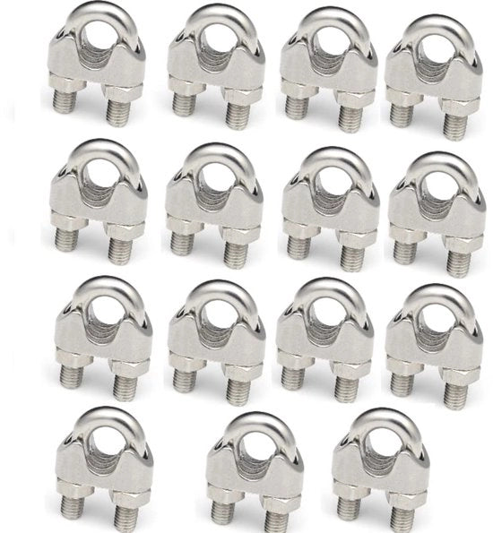 Cable Clip 15 pezzi - Acciaio inossidabile - Antiscivolo - Per