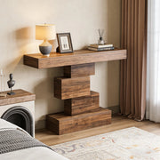 Consolle per ingresso con base geometrica e design a gradini in pannello truciolare E1 marrone scuro 108 × 30 × 80 cm