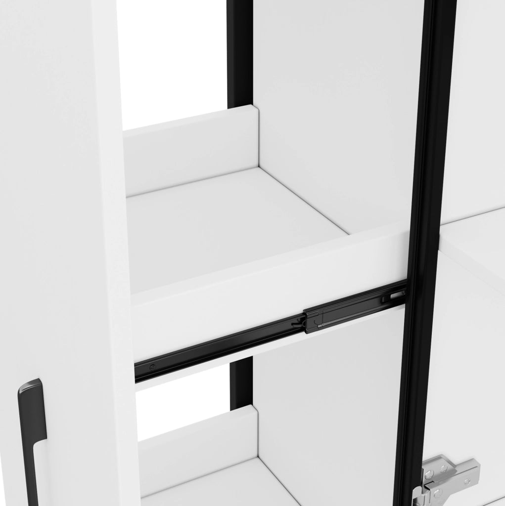 Vetrina 70x38x160 cm con ripiani estraibili e LED multicolore in MDF bianco