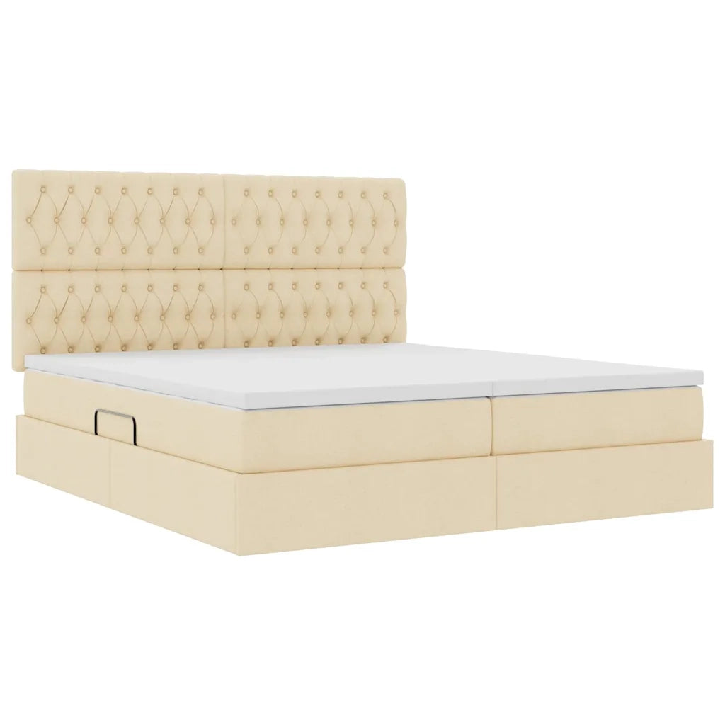 Letto con Contenitore Crema 200 x 200 cm Pelle Sintetica 3372219