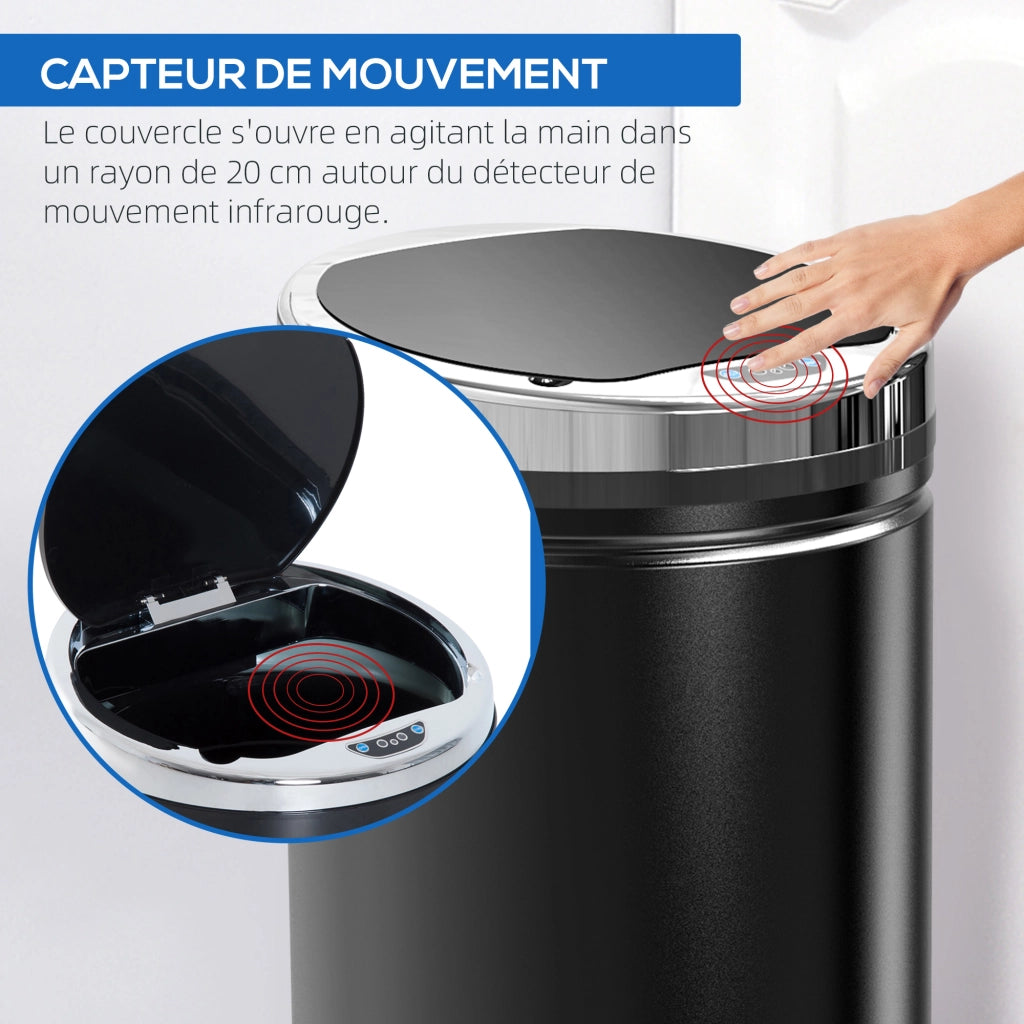 Cestino automatico 42L ¨C Minimal ¨C nero, acciaio