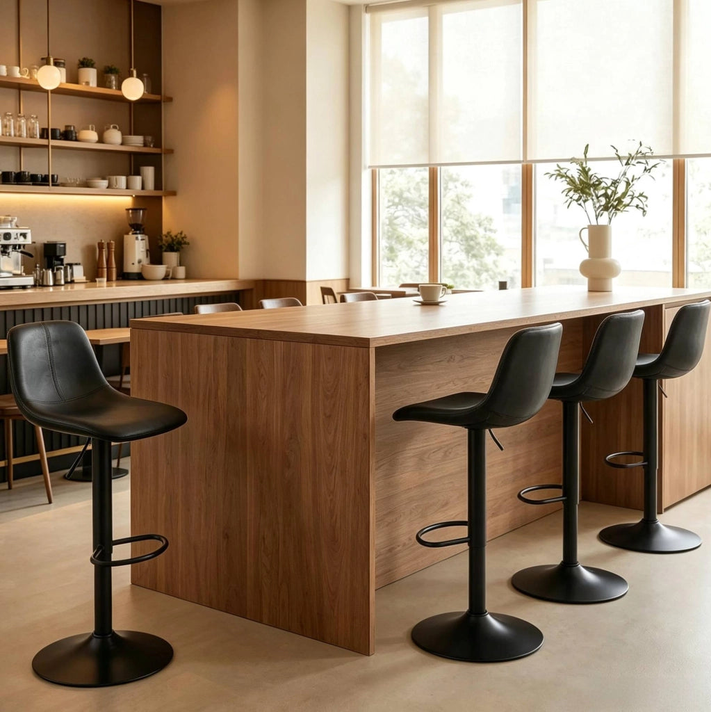 Set di 2 sgabelli da bar regolabili in altezza neri