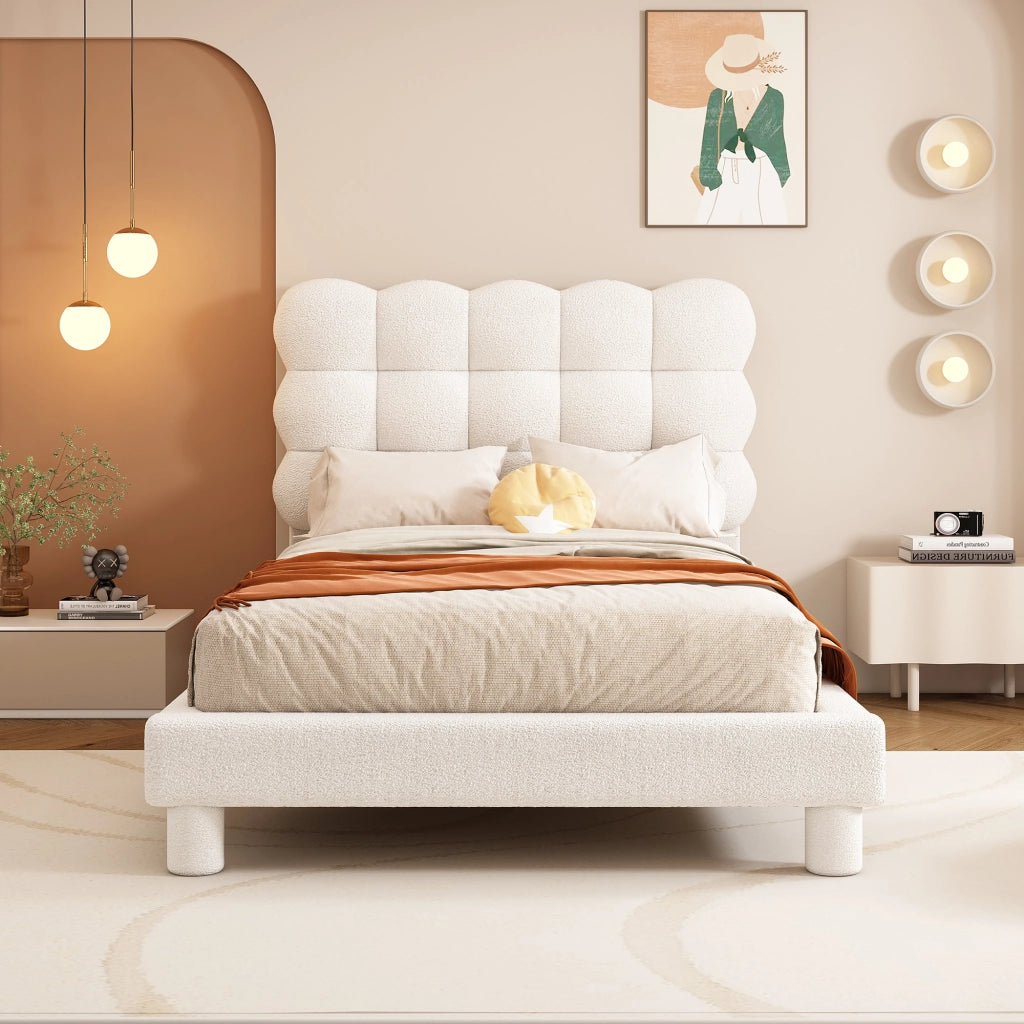 letto imbottito plush bianco 90 x 200 cm
