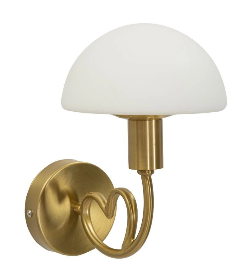 Lampada da Muro Lovy Gold 23x15x22 cm in Vetro e Ferro Oro e Bianco