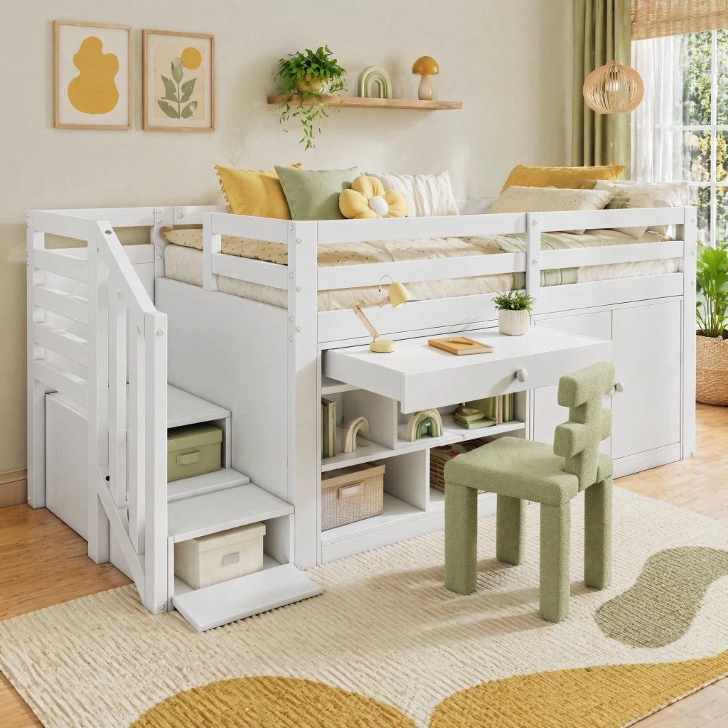 Letto multifunzione per bambini 90x200 cm bianco