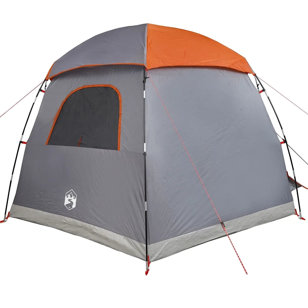 Tenda Familiare Igloo 6 Persone Grigia Arancione Impermeabile