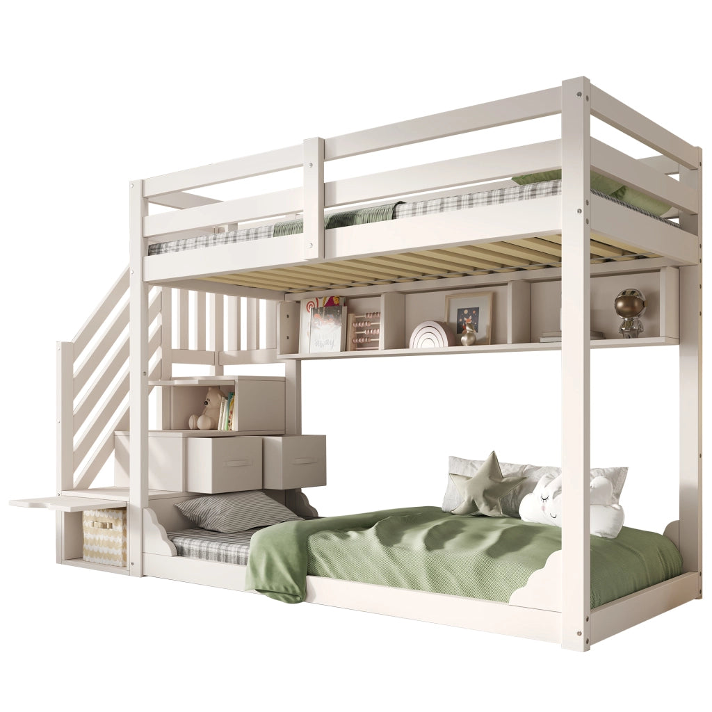 letto a castello legno bianco 90 x 200 cm