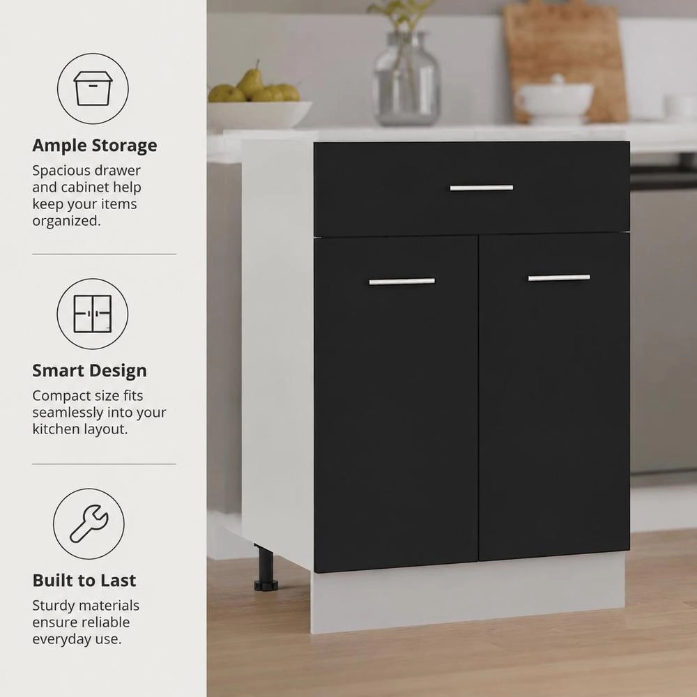 Drawer Unit Lyon Black 60x46x81.5 Cm Wood-based Material
