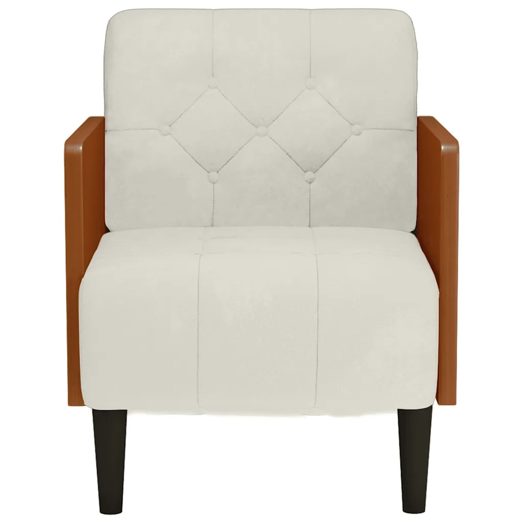 Divano Poltrona | Sedia con Braccioli Crema 55 cm in Velluto