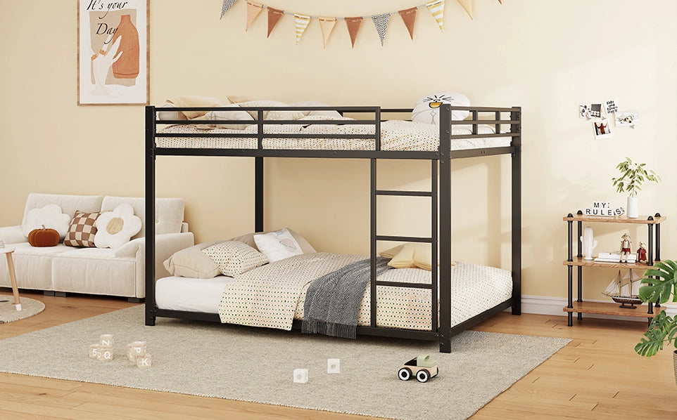 Letto a castello in metallo per bambini 140x200 cm, struttura robusta, colore nero