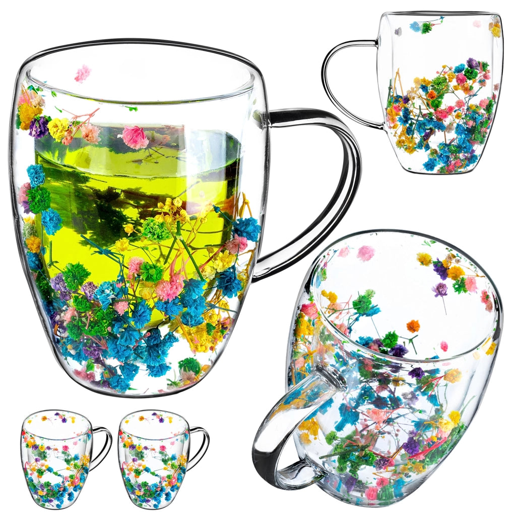 KADAX Bicchieri termici per tè e caffè 350 ml 2 pezzi con decorazione floreale