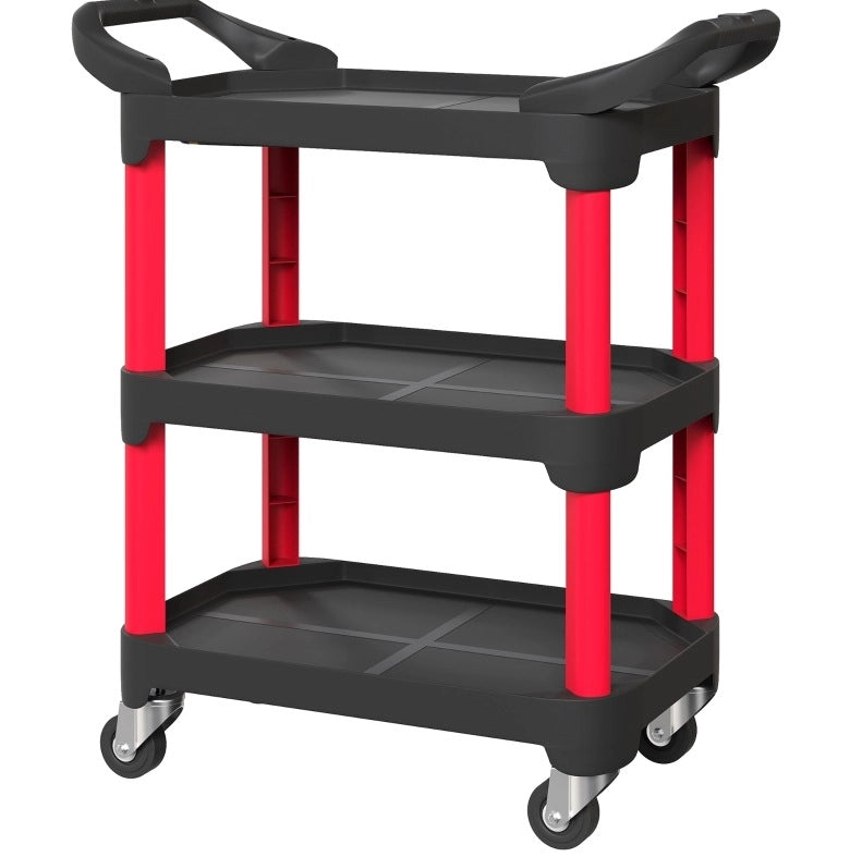 Carrello portautensili a 3 ripiani con ruote nero
