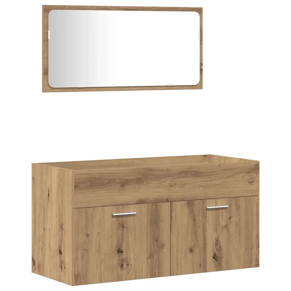 Set Mobili da Bagno | Armadio da bagno 3 pz Rovere Artigianale Legno Multistrato