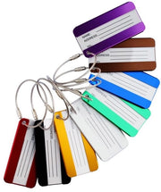 Set di etichette per bagagli in alluminio da 8 - Etichette di indirizzo - Anello di fissaggio robusto - Hanger idrorepellente - Sostanziale e stile - Etichetta per bagaglio