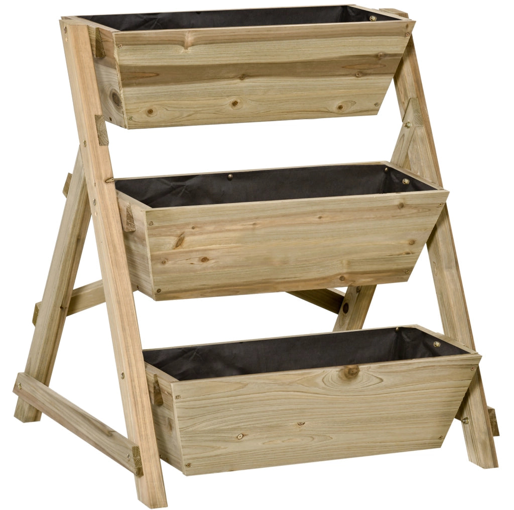 Fioriera a scala in legno a 3 livelli 71x61x77 cm