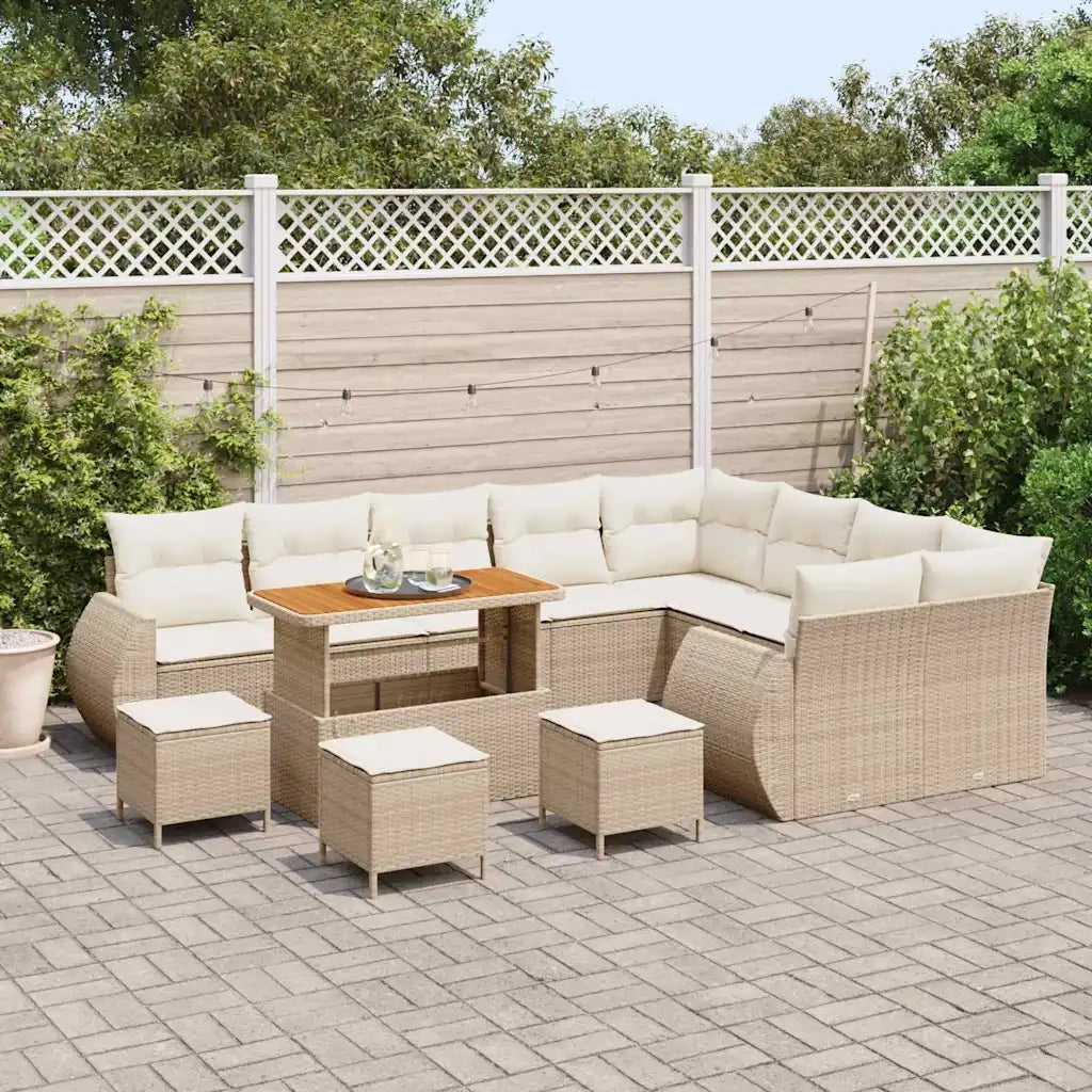 Set Divano da Giardino con cuscino 13 pcs beige e panna 3363871