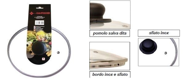 Coperchio per Pentole e Padelle in Vetro con Bordo in Metallo 22 cm
