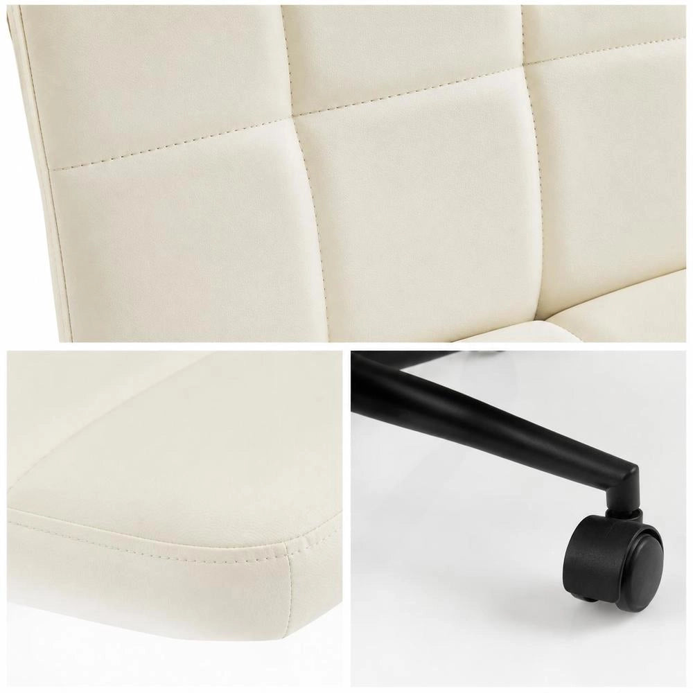 Sedia da scrivania senza braccia regolabile in altezza con ruote per Home Office Make Up-Beige