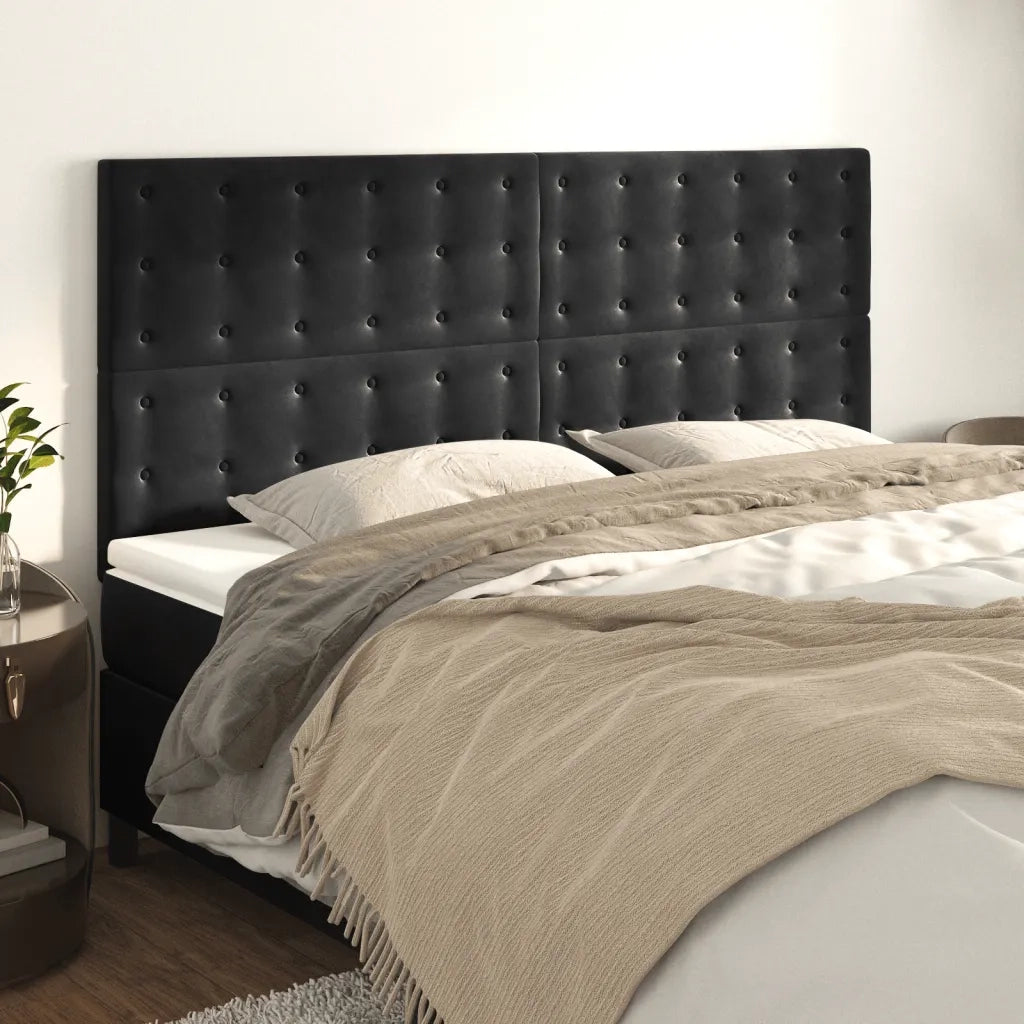 Testiera | Testata Nera 180x5x118/128 cm Velluto