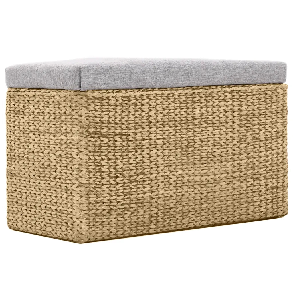 Panca e 2 Pouf in Giunco Grigio