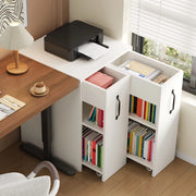 LIBRERIA mobile 52x50x75 cm bianca con ruote, cassetti e ripiani