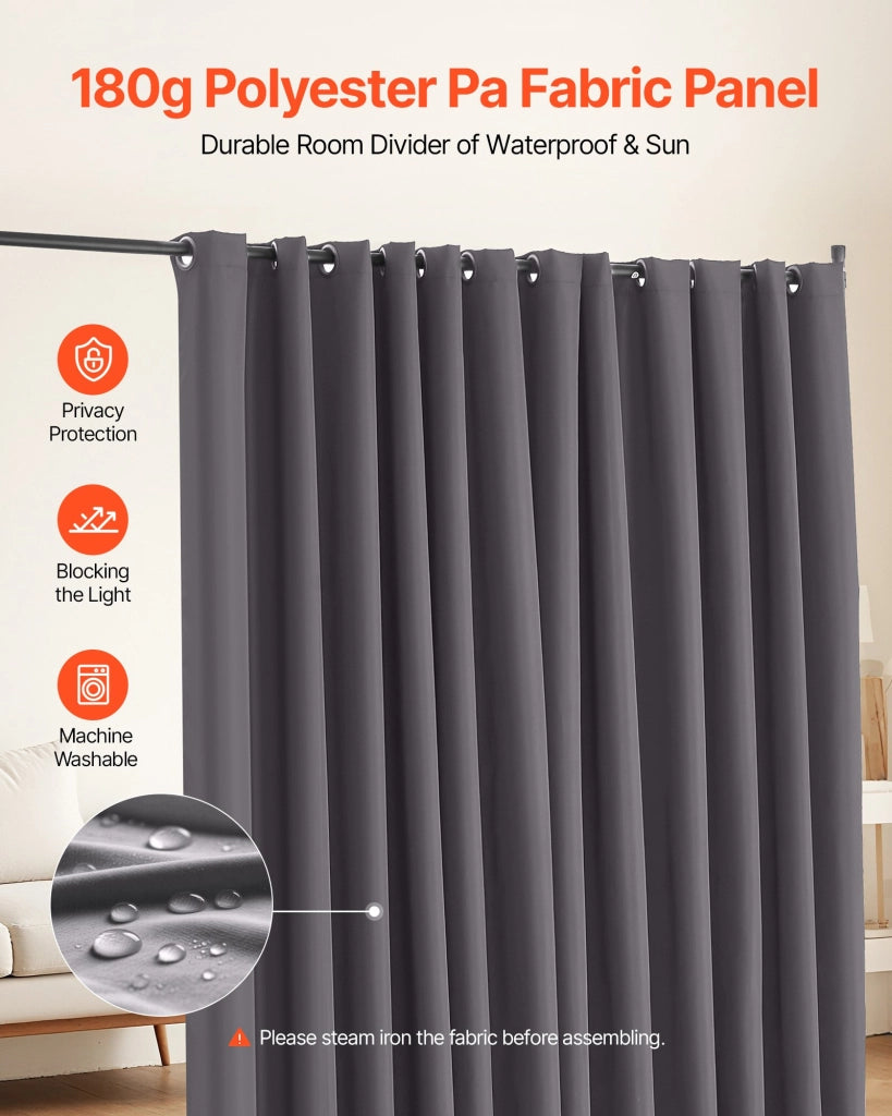 Pannello Divisorio per Ambienti con Ruote CLDMFGSH03 Schermo Privacy Portatile e Robusto per Casa e Ufficio Grigio 308,5x45x245,5 cm
