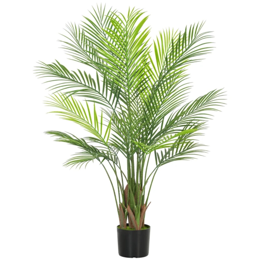 Palma artificiale areca con 22 foglie in plastica verde vaso in tessuto con base in cemento altezza 120 cm