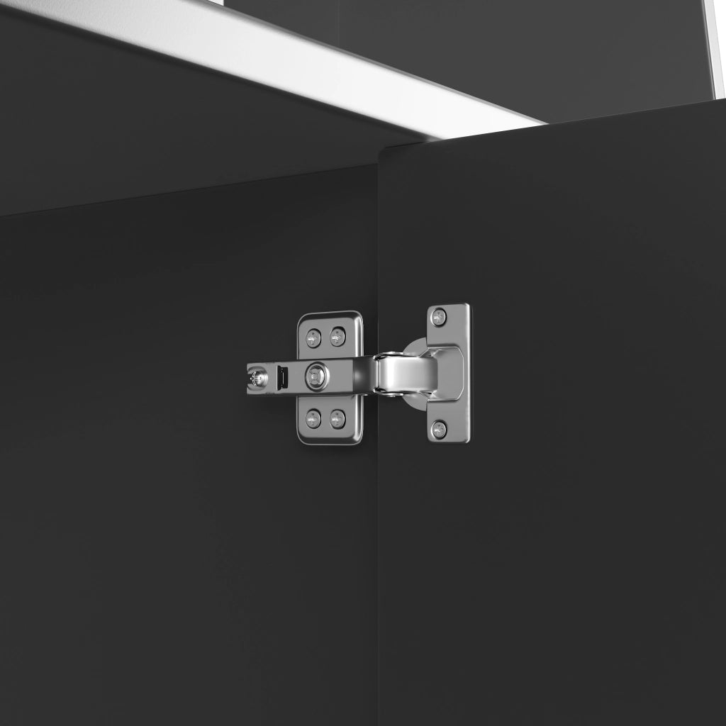 Mobile colonna da cucina con vani aperti; ante in vetro e LED controllabile tramite app nero 130 × 45 × 180 cm