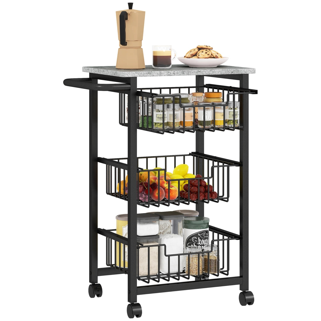 Carrello da cucina con 3 cestelli in acciaio ¨C zephmum ¨C mobile su ruote