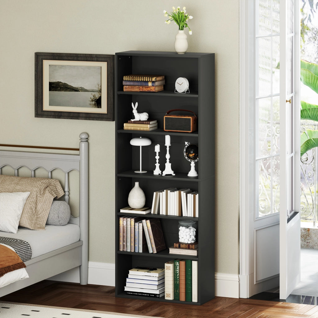 Libreria scaffale 6 livelli regolabile ¨C zephmum ¨C 60x24x158.5 cm nero