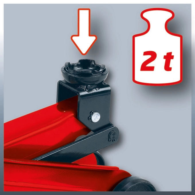 Einhell CC-TJ 2000 Cricchetto Idraulico Carrellabile 2 t altezza min 13.5 cm max 33 cm valvola di sicurezza 2 ruote orientabili