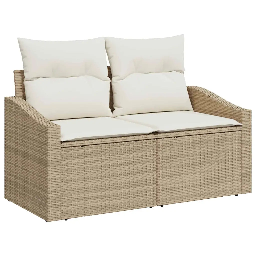 Set Divano da Giardino 5 pcs Beige e Crema polyrattan