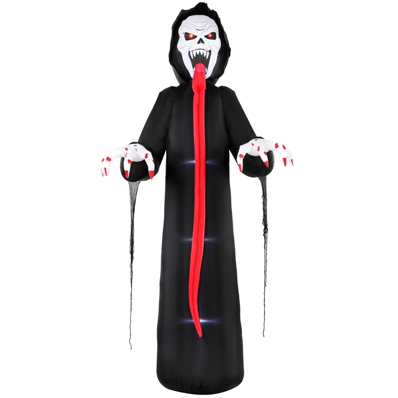 Scheletro gonfiabile Halloween alto 310 cm con LED integrati ventilatore da 12 W e kit di fissaggio per esterni