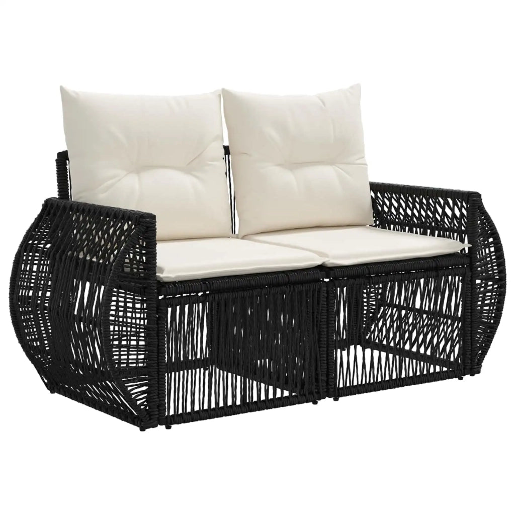 Set Divano da Giardino 8 pz Nero e Bianco Crema polyrattan 3435508