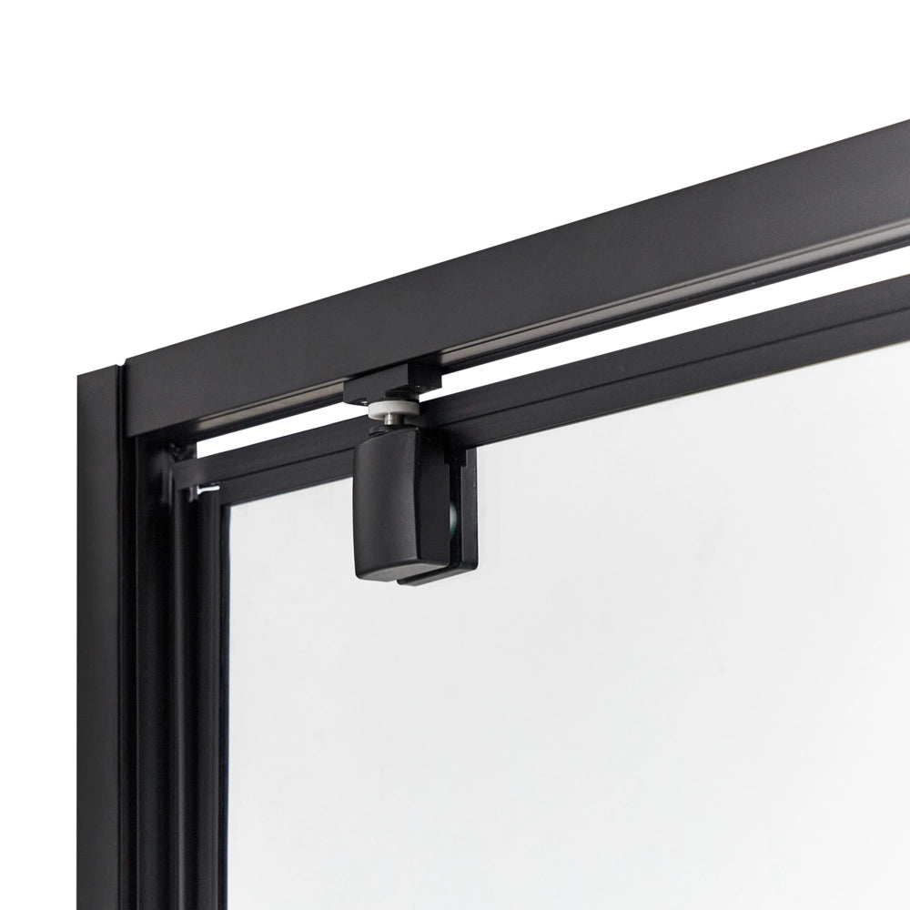 Box Doccia Vetro Temperato nero Cornice Alluminio Anta Singola Quadrata 90 x 90 x 185 cm
