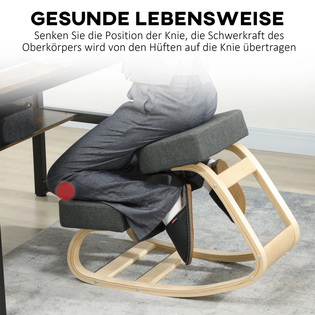Sgabello ergonomico in legno di betulla ¨C zephmum ¨C grigio scuro