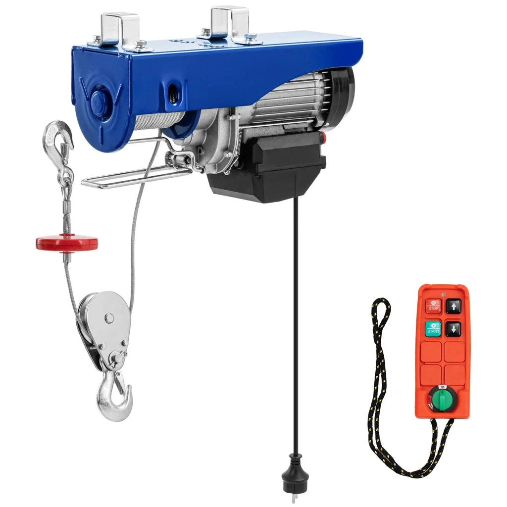 Verricello elettrico 1350 watt 800 kg 12 m con telecomando alluminio acciaio blu 14_0010147