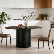 Tavolo da pranzo rotondo con piano in MDF e base in metallo nero 47.24 × 47.24 × 29.53 pollici