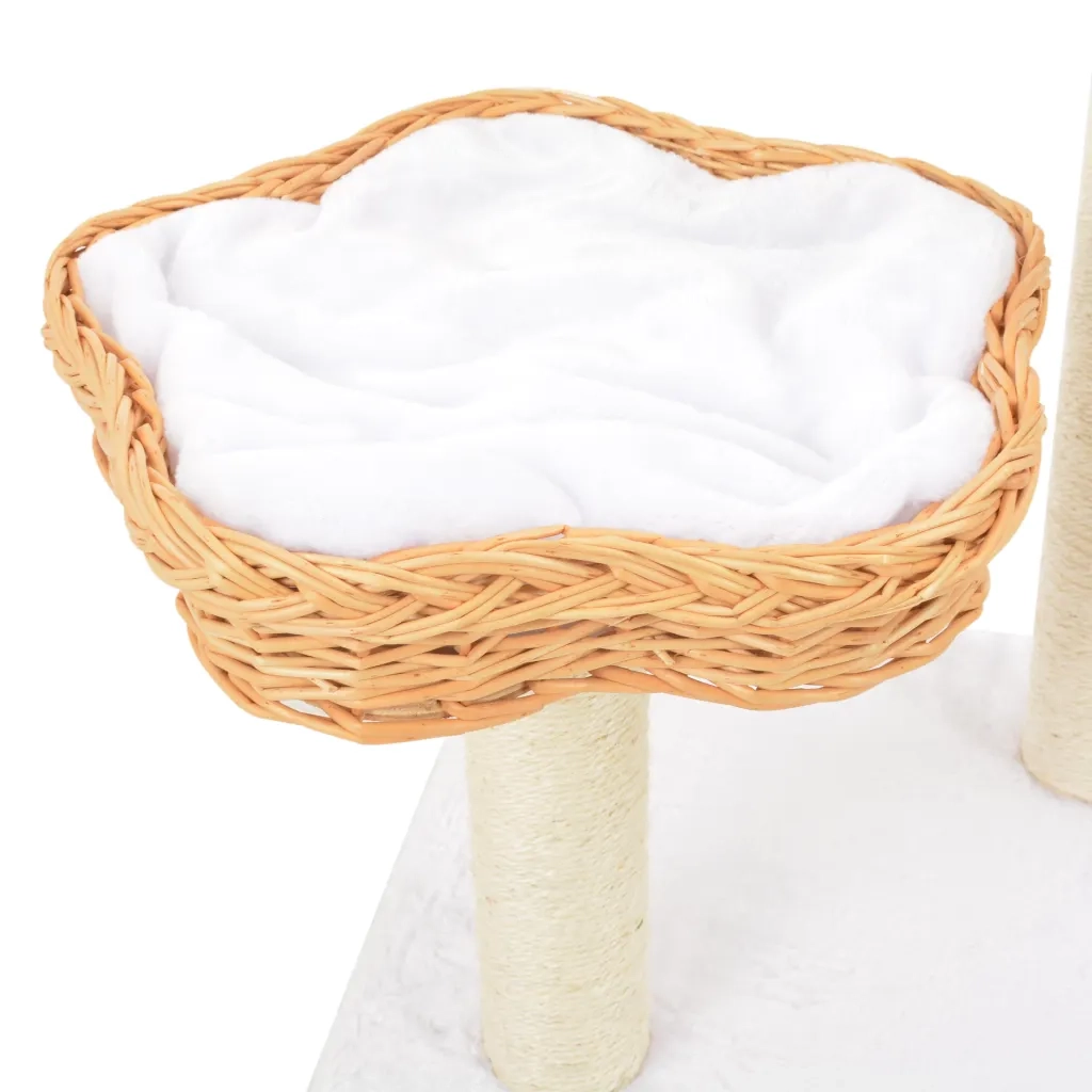 Albero per Gatti con Tiragraffi in Legno di Salice Naturale CFW7341253