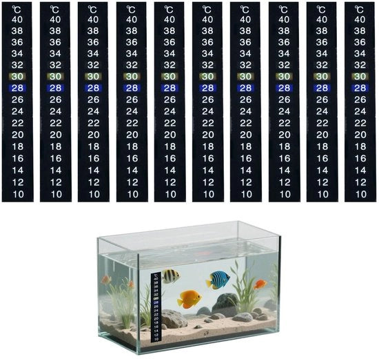 Pannelli termometrici per acquario 10 pezzi - Termometro per acquario - Sticker decorativo - Materiale duraturo - LCD - Adatto per animali domestici - Termometro per acquario