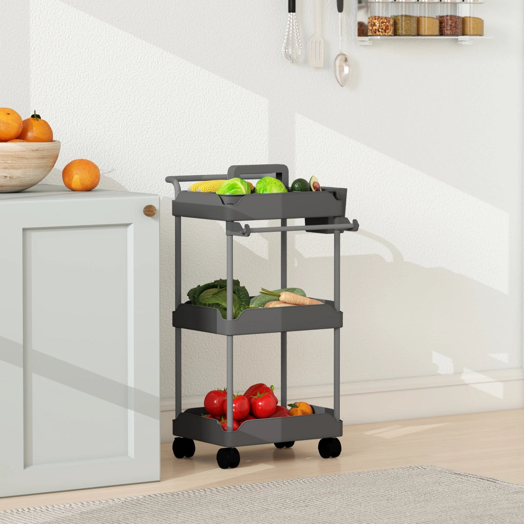 Carrello Portatile a 3 Livelli con Cestelli ¨C Minimal ¨C Grigio