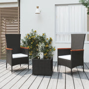 Set Mobili da Giardino 3 pz Nero Polyrattan e Acciaio 3157658
