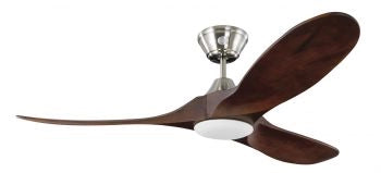 Ventilatore da soffitto a risparmio energetico KOA con LED nichel 152 cm con pale di legno naturale