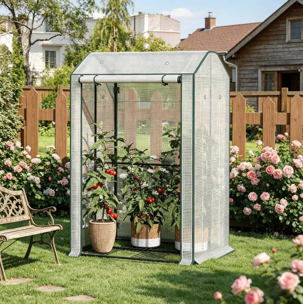 Serra da giardino in PE bianca 100x83x150 cm
