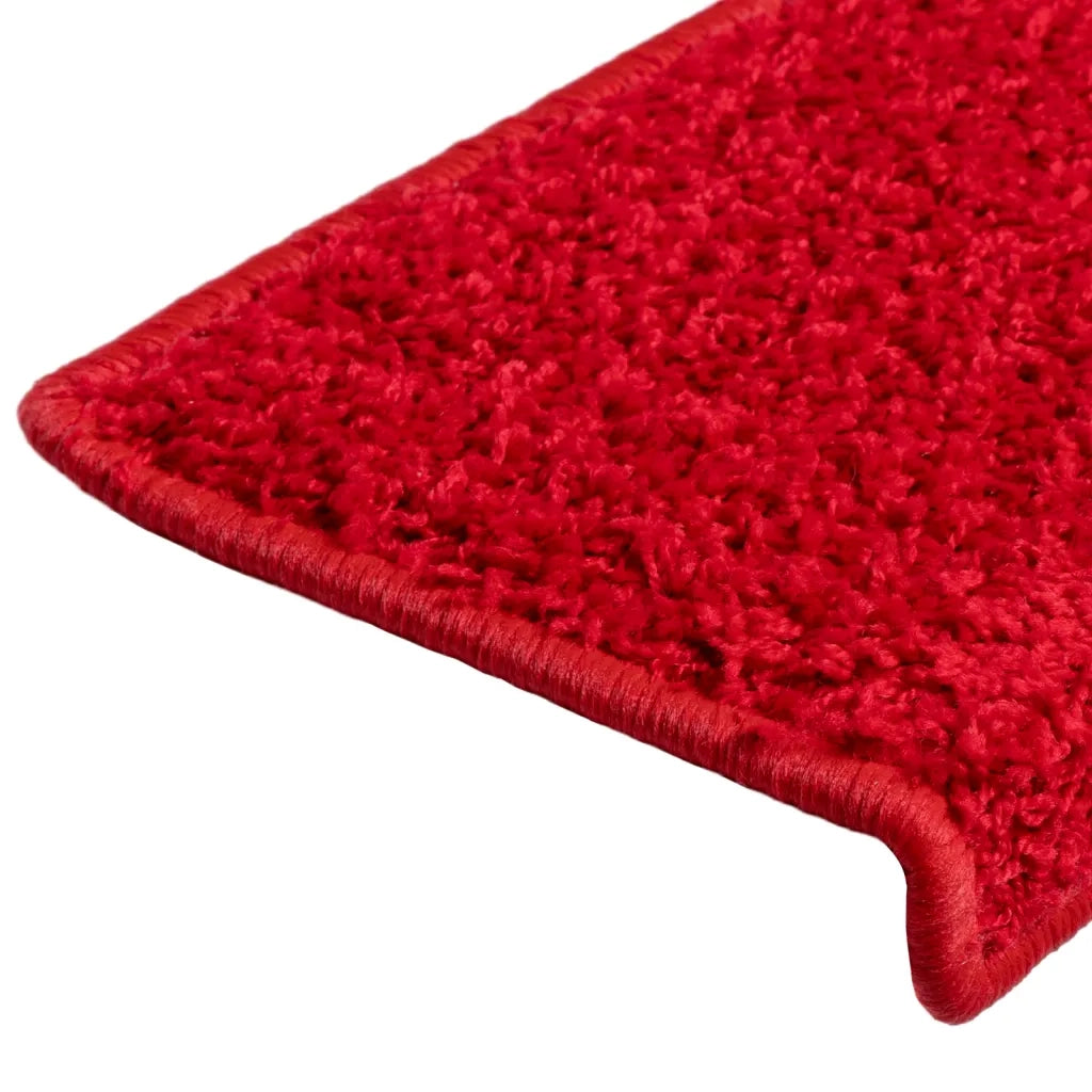 Tappetini per scale 15 pz | Gradini per Scale 65x21x4 cm Rosso Bordo rettangolare