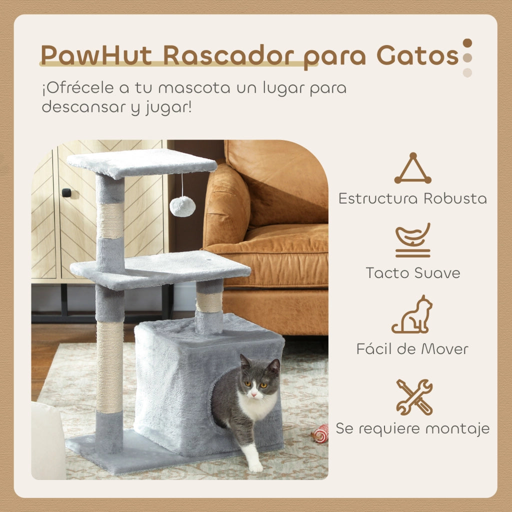 Tiragraffi per Gatti con Sisal e Ripiani ¨C zephmum ¨C 50x30x81,5 cm Grigio