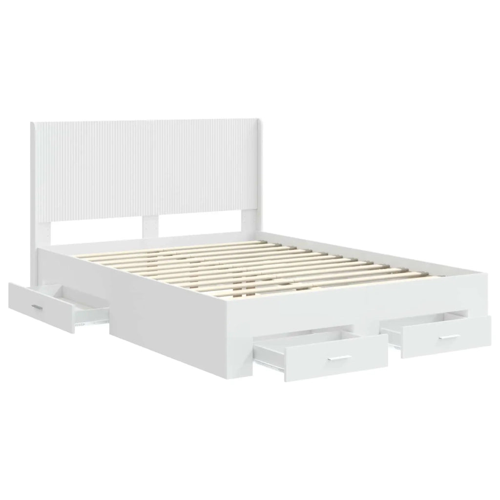 Struttura del letto con stoccaggio e testata Bianco 3414101