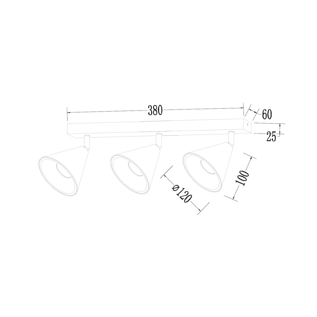 Faretto a soffitto su barra 3xGU10 oro/nero Cone Milagro