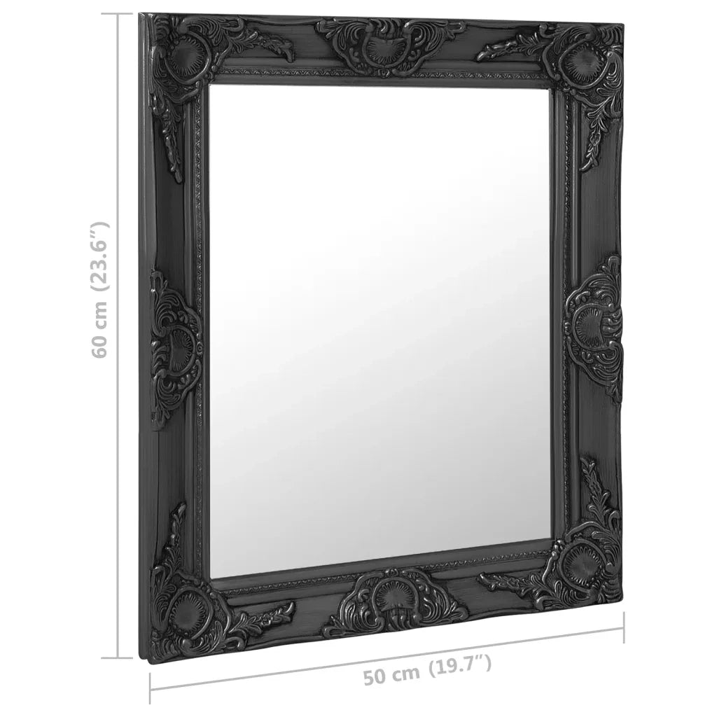 Specchio da Parete | Specchio decorativo Stile Barocco 50x60 cm Nero